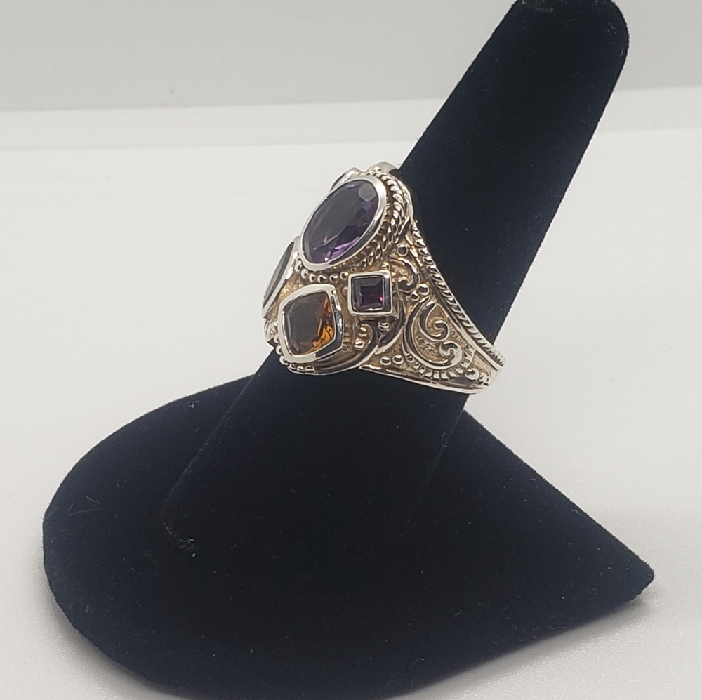 Samuel B Multi Gemestone Ring In Solid Stamped Sterling Silver - Picture 3 of 10